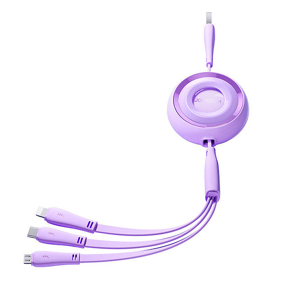 3 az 1-ben Joyroom Színes USB-USB-C/Lightning/Micro USB-kábel 3,5A, 1m lila (S-A40 Purple)