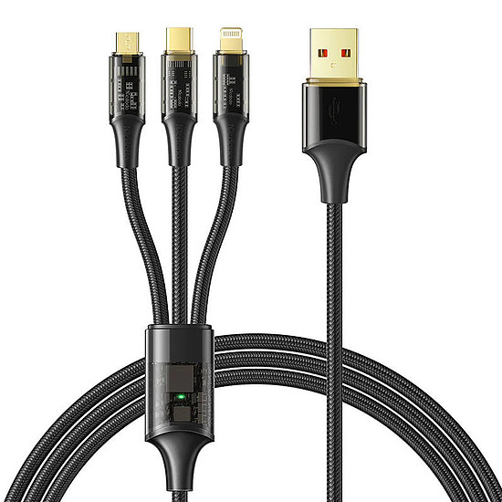 3 az 1-ben USB-USB-C / Lightning / Micro USB kábel, Mcdodo CA-3330, 1,2 m, fekete (CA-3330)