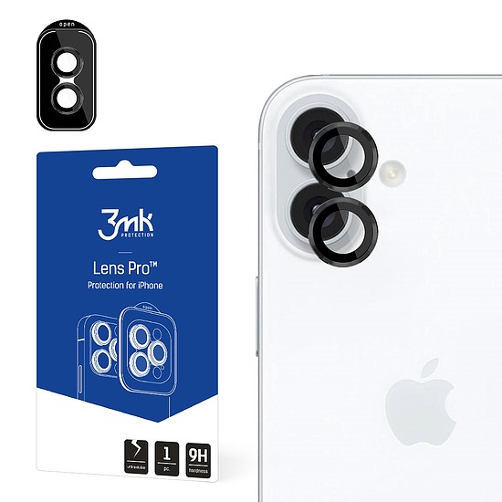 3mk Lens Protection Pro kameraborító fekete kerettel iPhone 16/16 Plus készülékhez