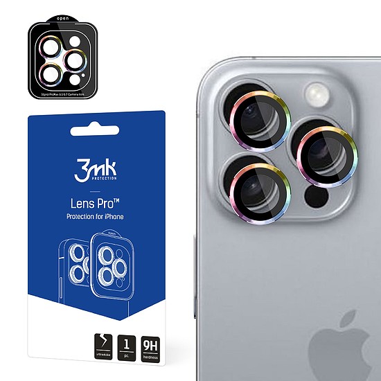 3mk Lens Protection Pro kameraborító irizáló kerettel iPhone 16 Pro / 16 Pro Max készülékekhez