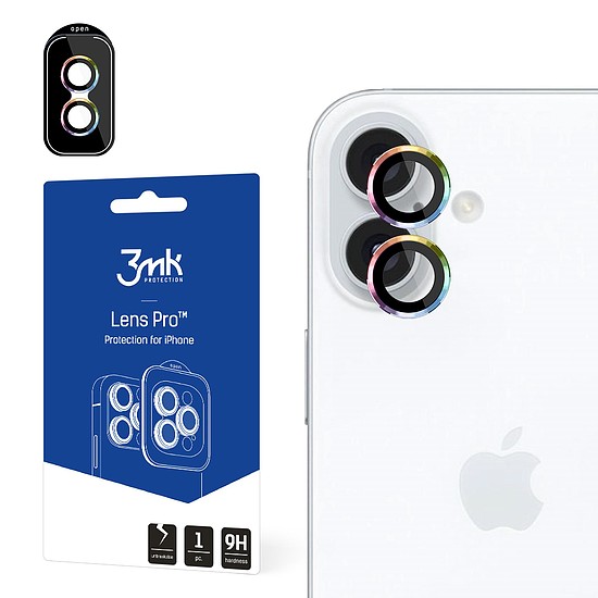 3mk Lens Protection Pro kameraborító irizáló kerettel iPhone 16/16 Plus készülékhez