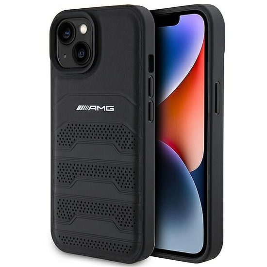 AMG Leather Debossed Lines tok iPhone 15-höz - fekete