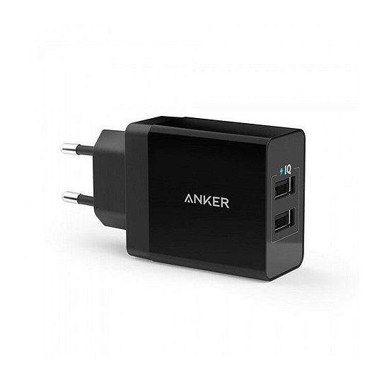 Anker - Fali töltő (A2021L11) - 2 x USB, 24 W, PowerIQ - Fekete