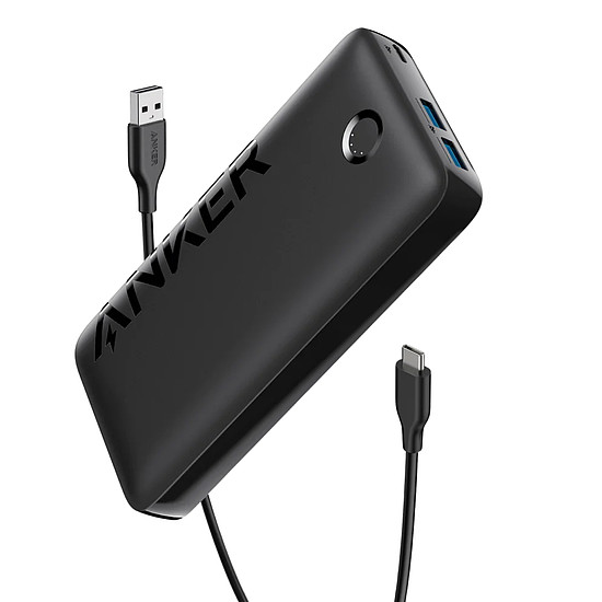 Anker - Power Bank PowerCore 335 (A1647G11) - 2x USB, Type-C, 20000 mAh, 22,5 W, USB-C kábellel - Fekete (KF2318986)