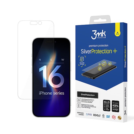 Antibakteriális védőfólia 3mk SilverProtection+ iPhone 16 Plus készülékhez