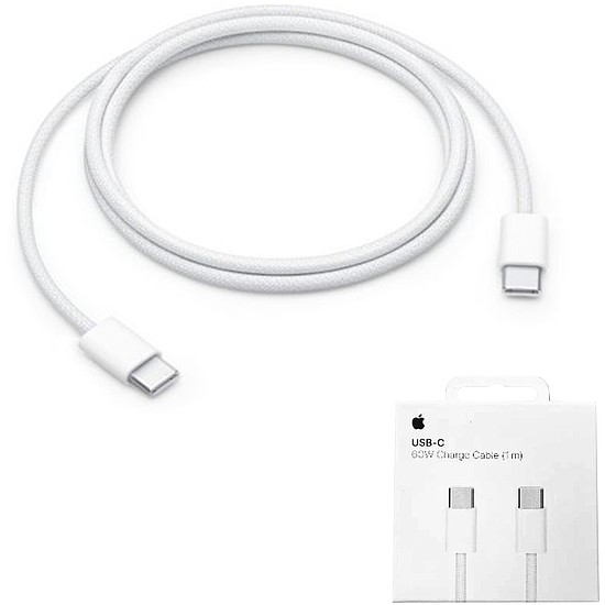 Apple - Eredeti adatkábel (MQKJ3ZM/A) - USB-C a Type-C-hez, 1 m, 60 W - Fehér (buborékcsomagolás)