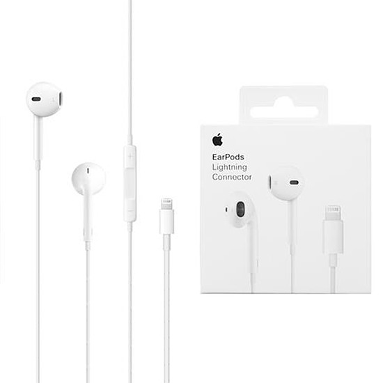 Apple - Eredeti vezetékes fülhallgató A1748 (MWTY3ZM/A) - Lightning, fülbe helyezhető, mikrofonnal, 1,2 m - Fehér (buborékcsomagolás)