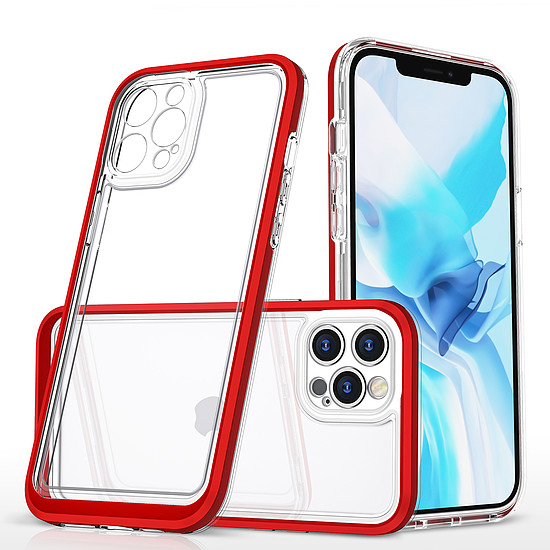 Átlátszó 3 az 1-ben tok iPhone 12 Pro Max Frame Cover Gel Red készülékhez