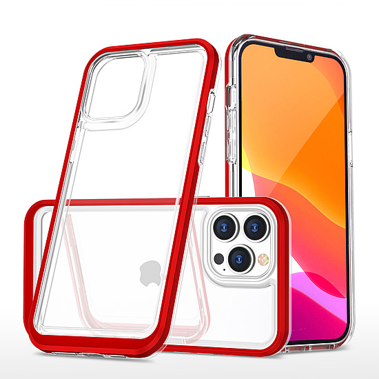 Átlátszó 3 az 1-ben tok iPhone 13 Pro Max Frame Cover Gel Red készülékhez