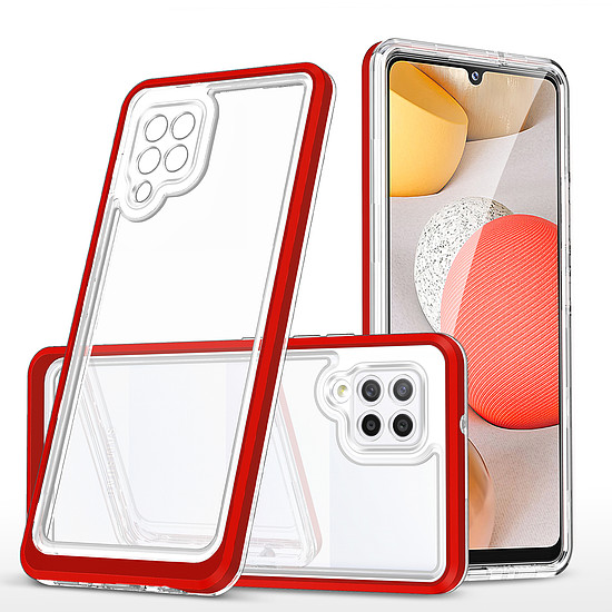 Átlátszó 3 az 1-ben tok Samsung Galaxy A42 5G Frame Gel Cover Red készülékhez