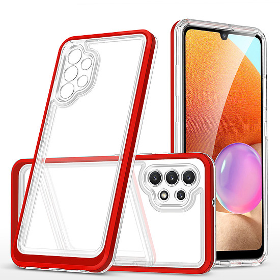 Átlátszó 3 az 1-ben tok Samsung Galaxy A72 4G Frame Gel Cover Red telefonhoz