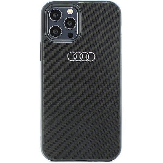 Audi Carbon Fiber iPhone 12/12 Pro 6.1" fekete/fekete keménytok AU-TPUPCIP12P-R8/D2-BK