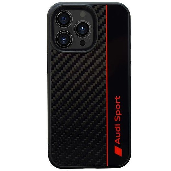 Audi Carbon Fibre Stripe iPhone 13 Pro / 13 6.1" fekete/fekete keménytok AUS-TPUPCIP13P-R8/D1-BK