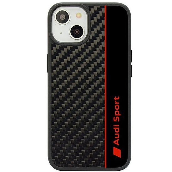 Audi Carbon Fibre Stripe iPhone 14 6.1" fekete/fekete keménytok AUS-TPUPCIP14-R8/D1-BK