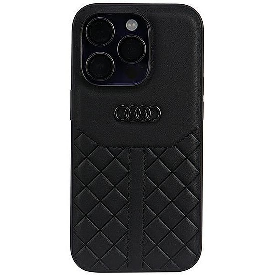 Audi valódi bőr iPhone 14 Pro 6.1" fekete/fekete keménytok AU-TPUPPCIP14P-Q8/D1-BK