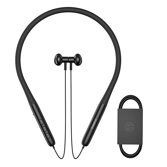 Baseus - Bowie P1 Bluetooth fülhallgató (A00025800113-Z1) - Fél fülbe helyezhető nyakpánt, Bluetooth 5.2 - fürt fekete