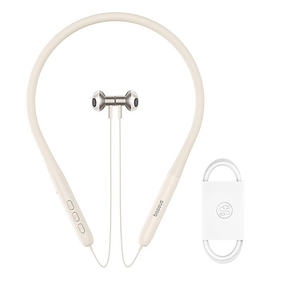 Baseus - Bowie P1 Bluetooth fülhallgató (A00025800223-Z1) - Fél fülbe helyezhető nyakpánt, Bluetooth 5.2 - csillagfehér (KF2316113)