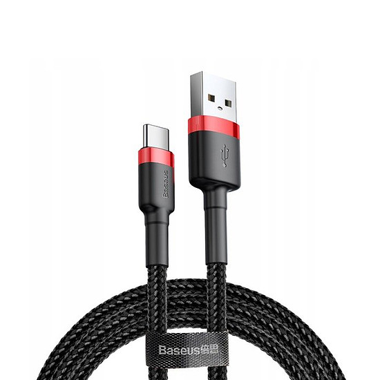 Baseus - Cafule adatkábel (CATKLF-E91) - USB a Type-C-hez, gyorstöltés, 3A, 1 m - piros/fekete