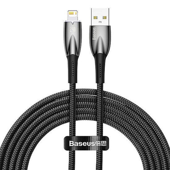 Baseus Glimmer USB - Lightning töltőkábel, 2.4A, 2m, fekete (CADH000301)