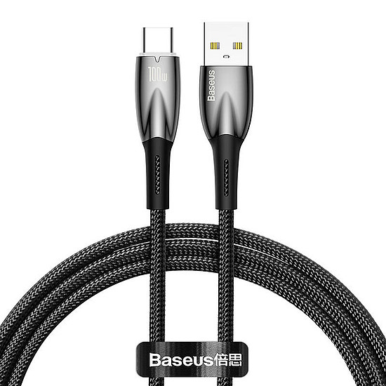 Baseus Glimmer USB - USB-C töltőkábel, 100W, 1m, fekete (CADH000401)