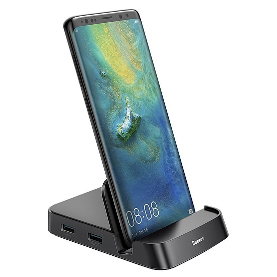 Baseus Mate Dokkoló állomás, Huawei és Samsung okostelefonokhoz, HUB USB-C, 15 W, fekete (CAHUB-AT01)