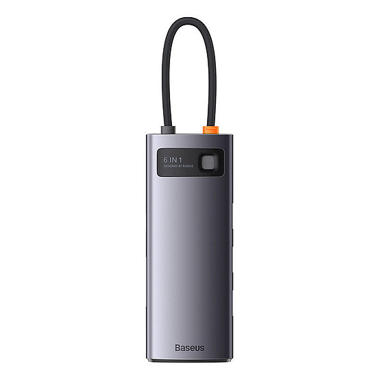 Baseus Metal Gleam Series 6 az 1-ben hub elosztó, USB-C - 3x USB 3.0 + USB-C PD + microSD/SD (WKWG030213)