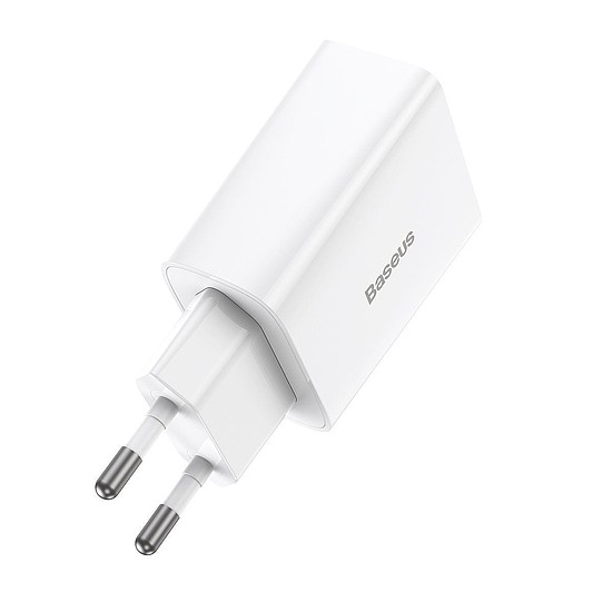 Baseus speed mini gyorstöltő, USB + USB-C, PD, 3A, 20 W, fehér (CCFS-SN02)