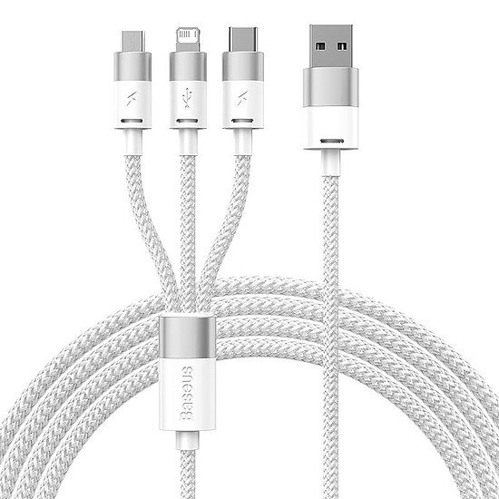 Baseus StarSpeed 3 az 1-ben töltőkábel USB - USB-C + Micro + Lightning 3,5A, 1,2m, fehér (CAXS000002)