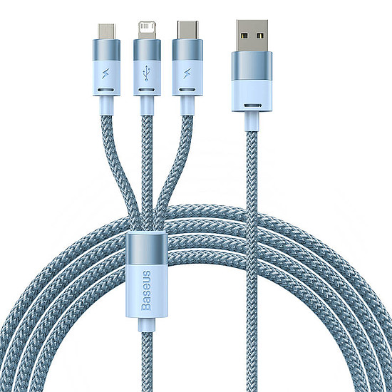 Baseus StarSpeed 3 az 1-ben töltőkábel USB - USB-C + Micro + Lightning 3,5A, 1,2m, kék (CAXS000017)