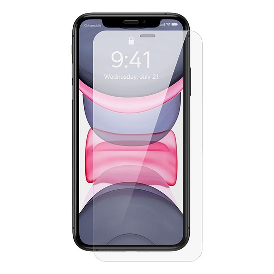 Baseus teljes képernyős edzett üveg iPhone 11 / XR telefonhoz 0,4 mm-es hangszórófedéllel + rögzítőkészlet