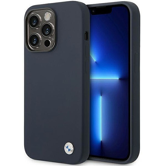 BMW BMHCP14XSTRONG tok iPhone 14 Pro Max 6,7" sötétkék/navy szilikon fém logo