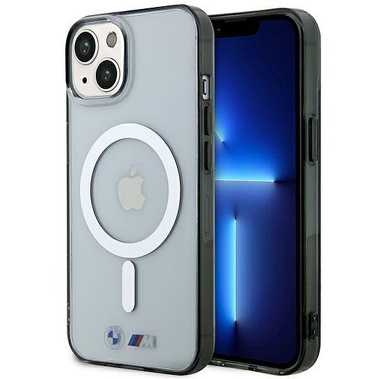 BMW BMHMP14SHCRS iPhone 14 6.1" - os tok átlátszó kemény tok Silver Ring MagSafe