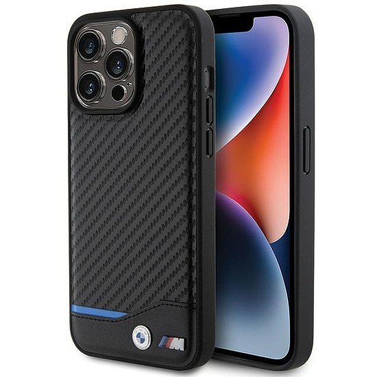 BMW Leather Carbon tok iPhone 15 Pro Max-hoz - fekete