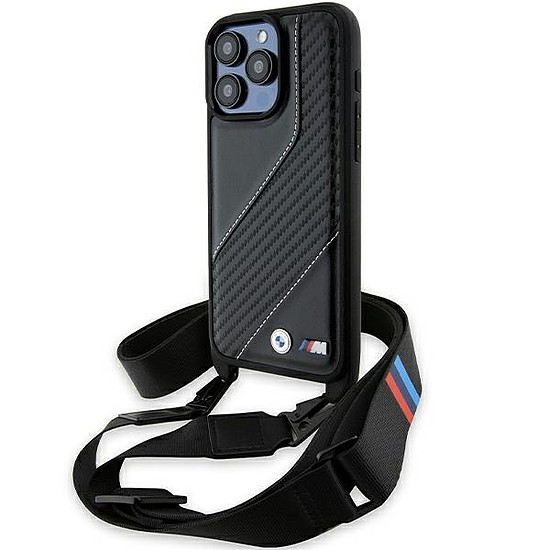 BMW M Edition Carbon Stripe & Strap tok iPhone 15 Pro-hoz - fekete