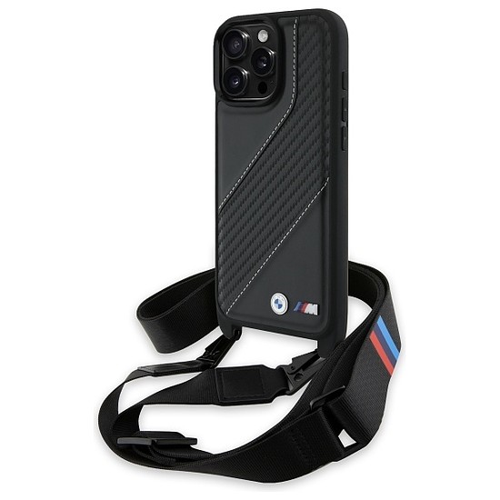 BMW M Edition Carbon Stripe & Strap tok iPhone 16 Pro Max telefonhoz - fekete