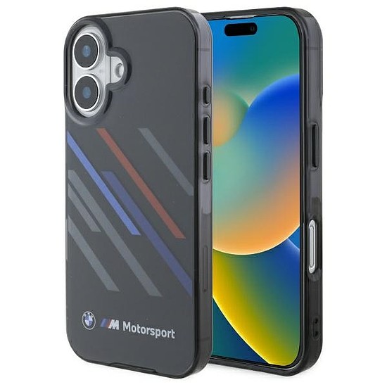 BMW Motosport IML Random Stripes iPhone 16 tok - fekete