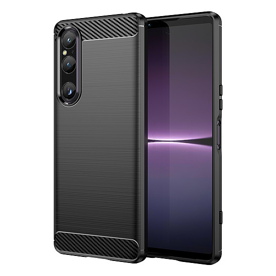 Carbon Case burkolat Sony Xperia 1 V rugalmas szilikon karbon borítás fekete