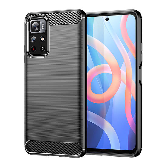 Carbon Case Flexible Cover Sleeve Xiaomi Redmi Note 11 fekete