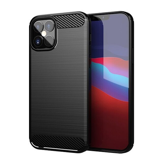 Carbon Case Flexible Cover TPU tok iPhone 12 mini fekete készülékhez