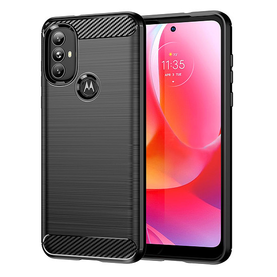 Carbon Case Rugalmas tokburkolat Motorola Moto G Power 2022 fekete