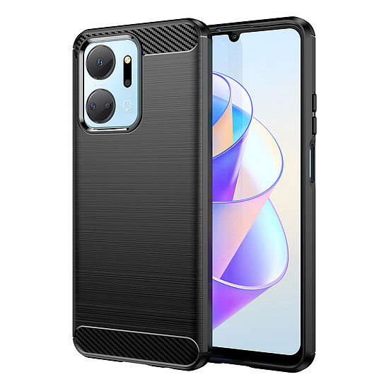 Carbon Case tok Honor Play 40 Plus / Honor X7a rugalmas szilikon karbon borításhoz fekete