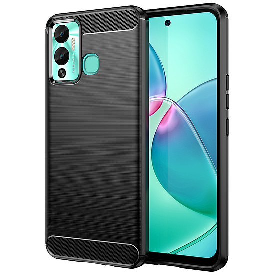 Carbon Case tok Infinix Hot 12 Play NFC / Hot 12 Play rugalmas szilikon karbon borításhoz fekete