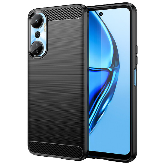 Carbon Case tok Infinix Hot 20 rugalmas szilikon karbon borításhoz fekete