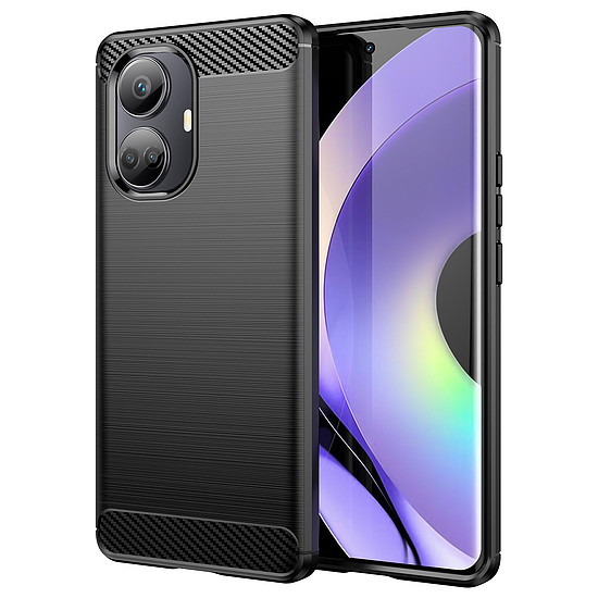 Carbon Case tok Realme 10 Pro rugalmas szilikon karbon borításhoz fekete