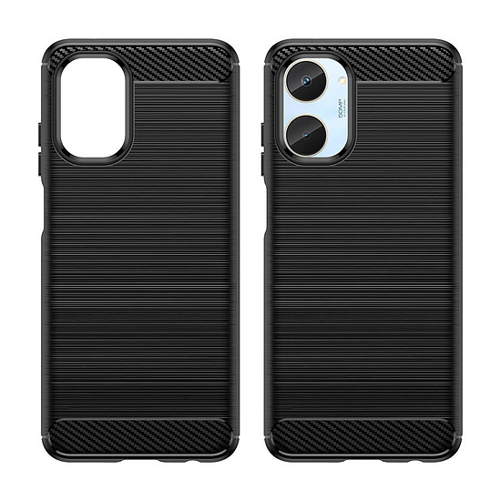 Carbon Case tok Realme 10 rugalmas szilikon karbon borításhoz fekete