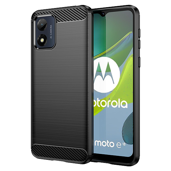 Carbon tok Motorola Moto E13 rugalmas szilikon karbon borítással fekete