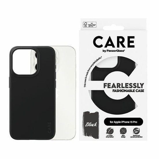 CARE by PanzerGlass Fearlessly divatos tok iPhone 15 Pro készülékhez - fekete