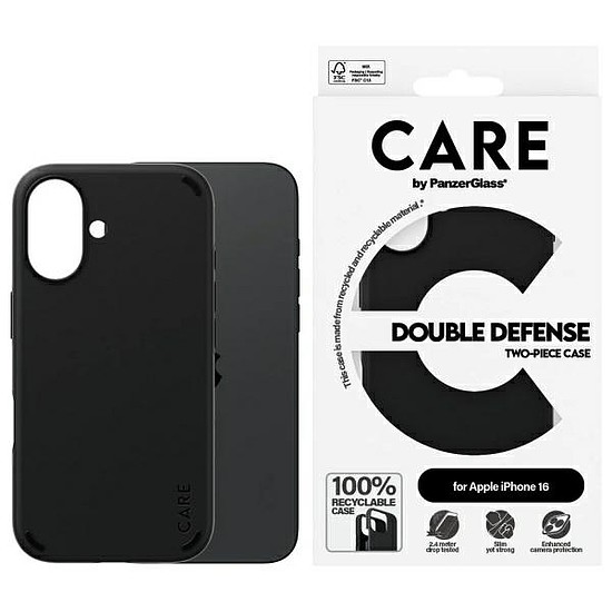 CARE by PanzerGlass Feature Dupla védőtok iPhone 16-hoz - fekete