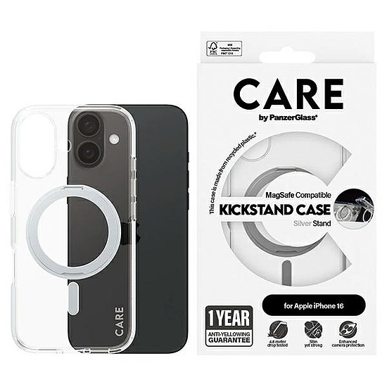 CARE by PanzerGlass Feature Kickstand Case iPhone 16 6,1" ezüst/ezüst MagSafe 1325