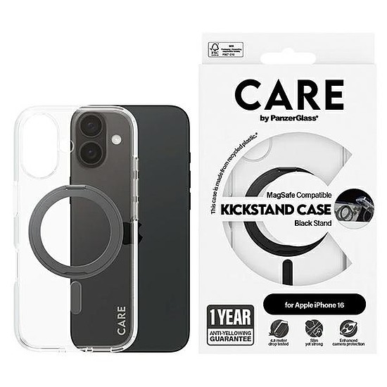 CARE by PanzerGlass Feature Kickstand Case iPhone 16 6,1" fekete/fekete MagSafe 1321